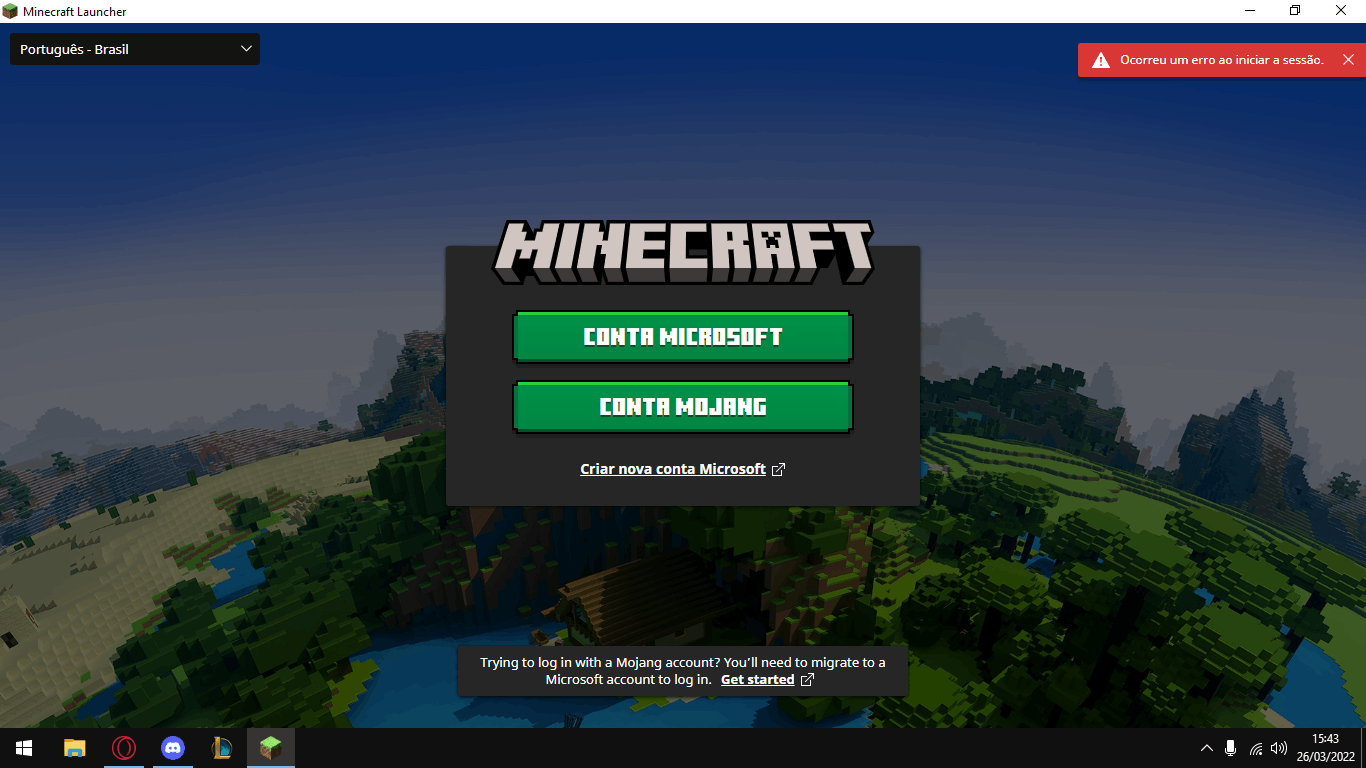 Não consigo baixar a versão de teste do Minecraft para Win.10