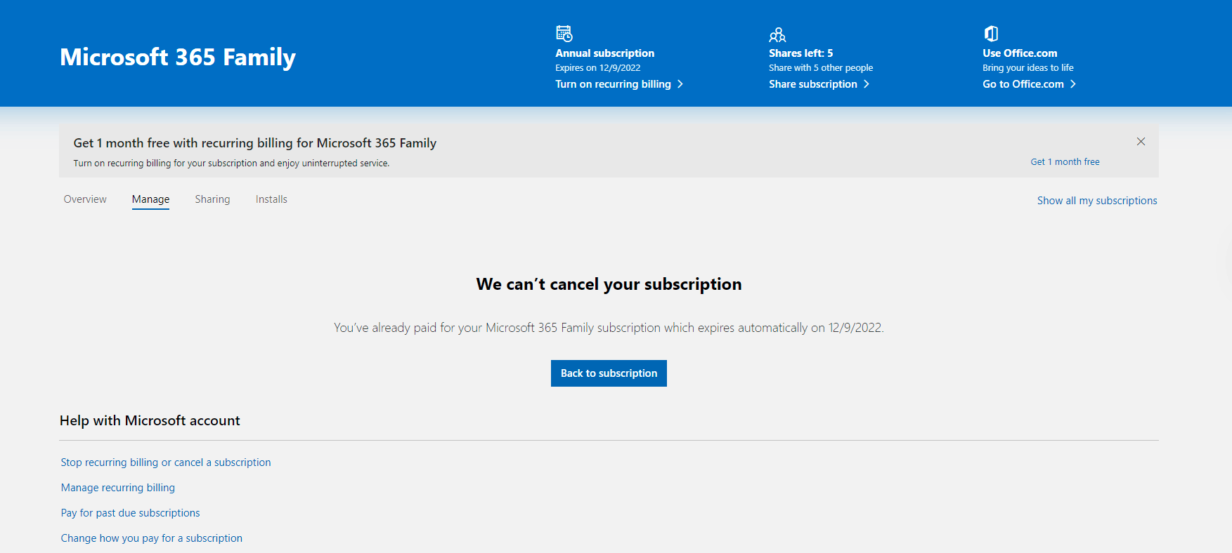 Canceling And Refunding Subscription - Microsoft Community