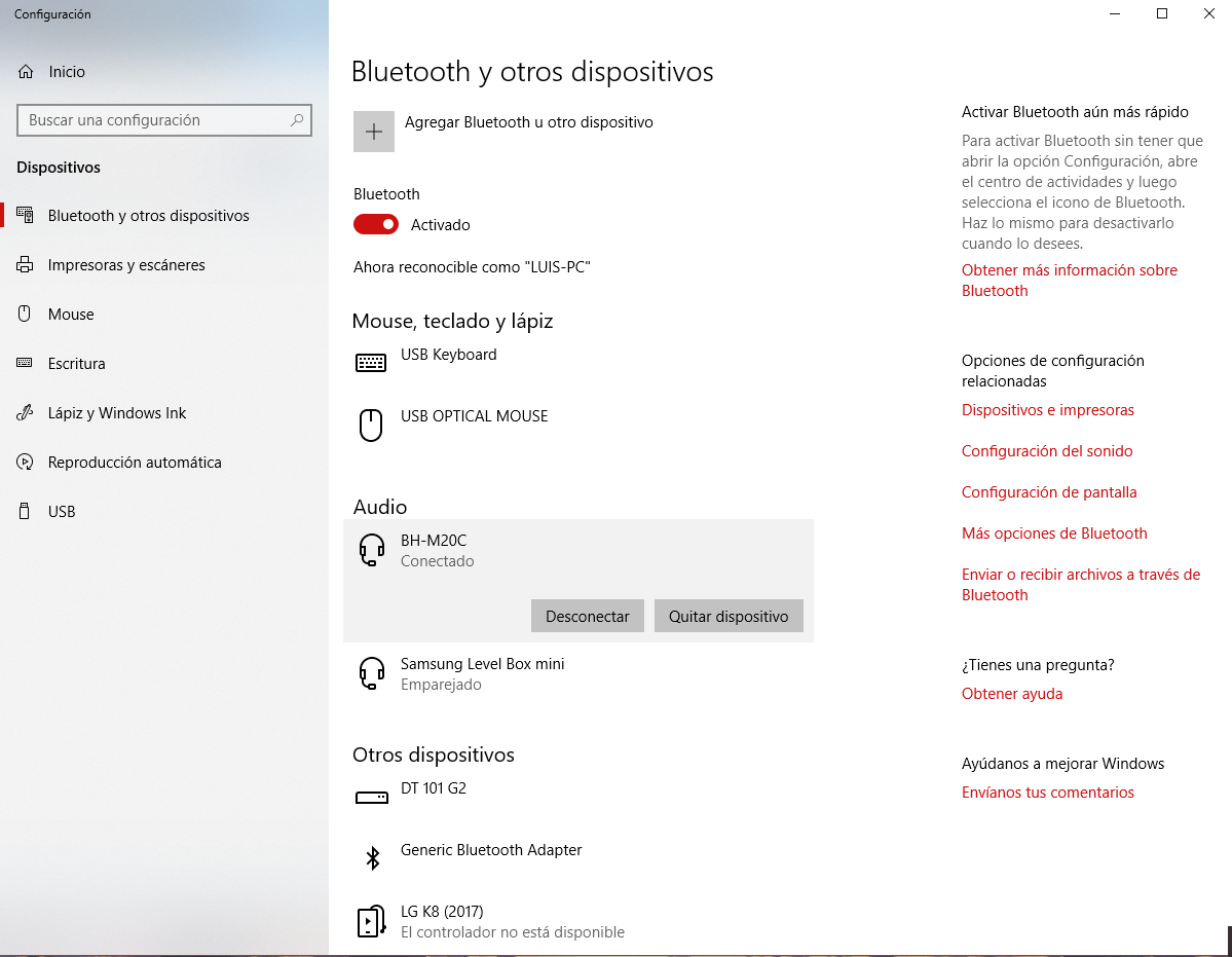 Windows 10 Auriculares Bluetooth parecen estar conectados pero