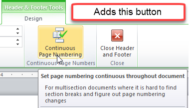 Sequential Page Numbering Following Section Break In Word 2010 Microsoft Community