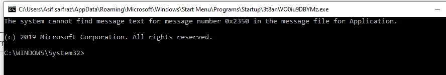 Window error:The system cannot find message text for message Window error:The system cannot find message text for message
