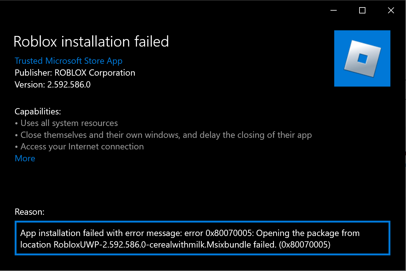 roblox studio installer bug - Microsoft Community