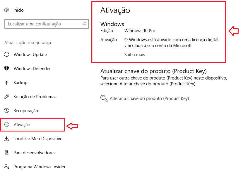 Chave ativacao windows 10