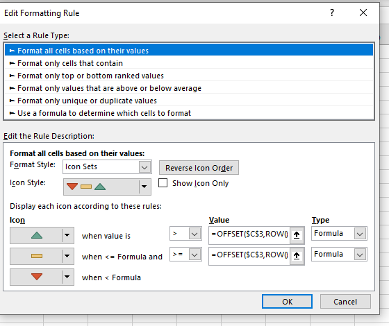 Excel Conditional Formatting With Icon Set And Formula Microsoft Community