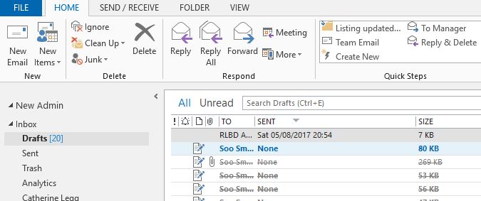 How to hide and delete strikethrough emails in Outlook?