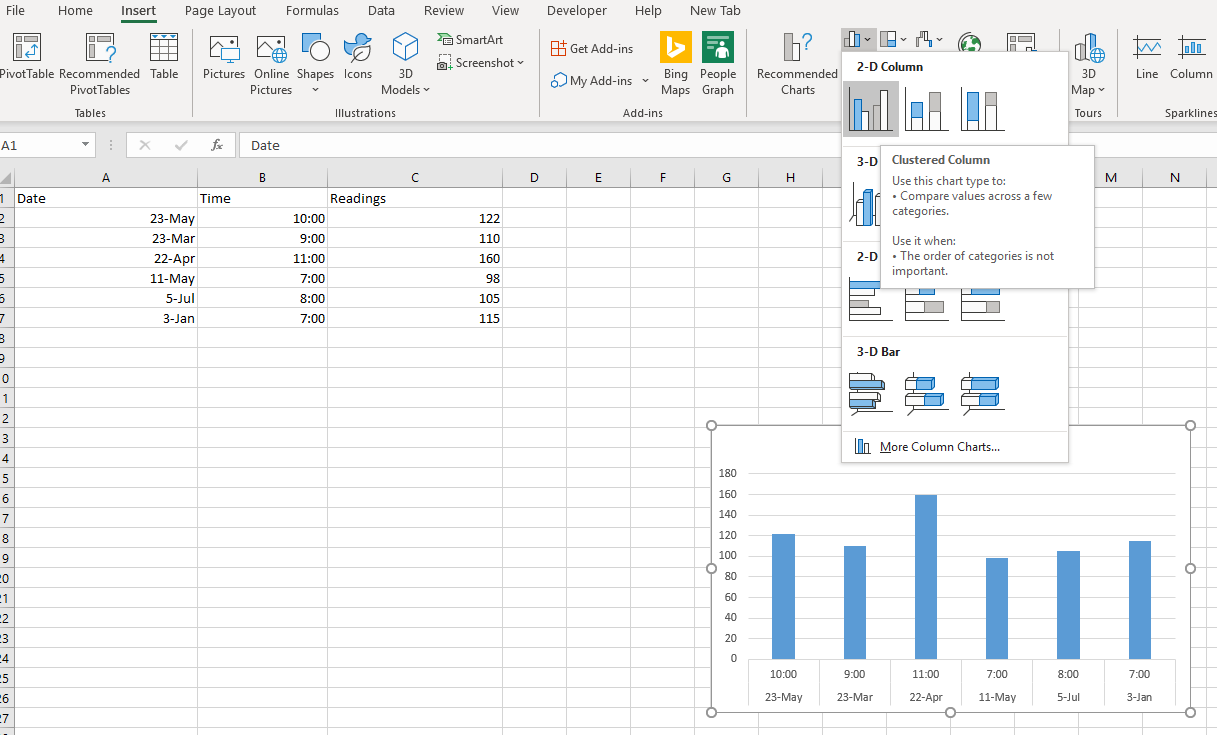 Showing dates in the x axis in Excel 365 - Microsoft Community