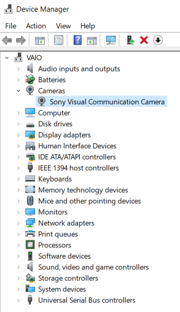 The Built In Camera On Sony Vaio Vpcf13wfx Does Not Work Microsoft Community