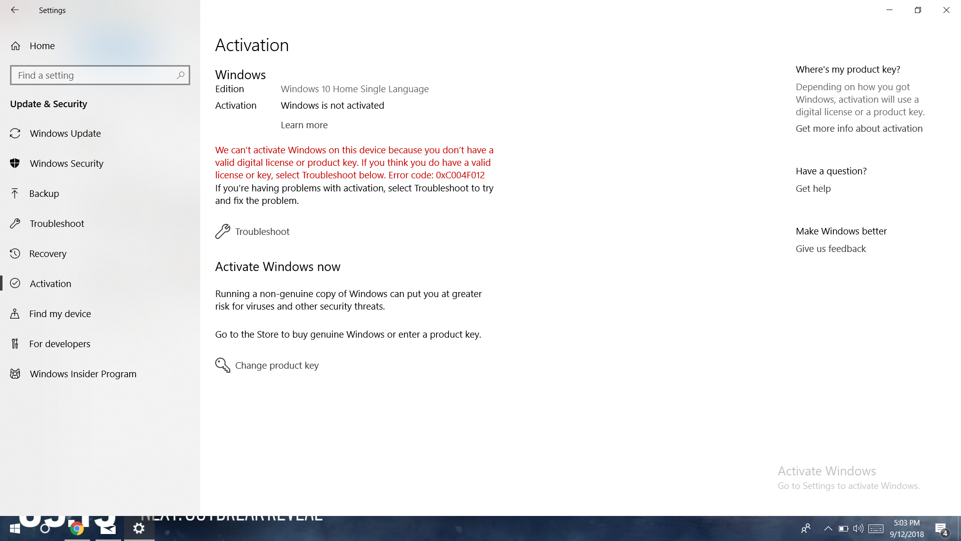 Windows Activation Error 0xc0000022 Microsoft Community