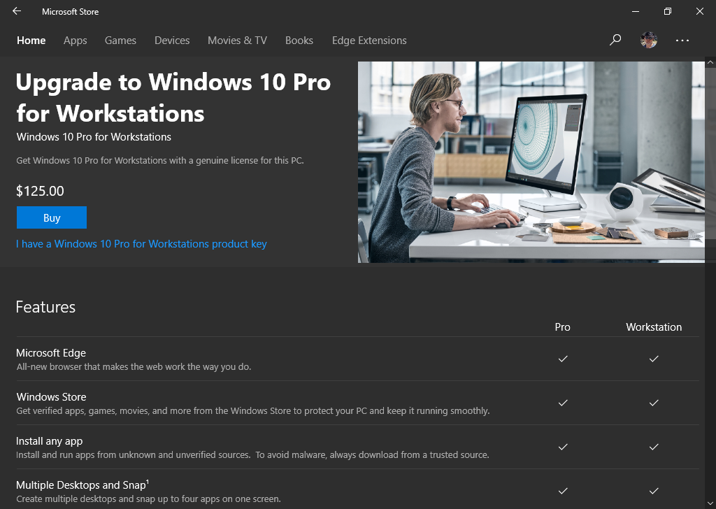 Windows 10 pro for workstation upgrade