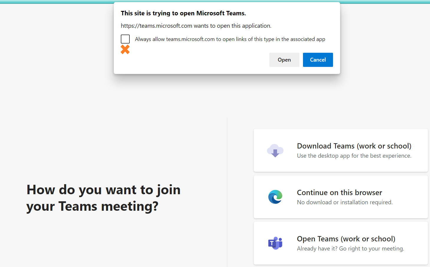 How to stop teams from opening automatically when clicking a meeting