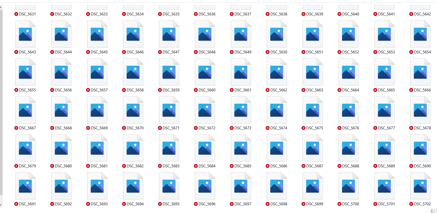X vermelho em fotos no Windows 10 e falha ao mover arquivos da - Microsoft  Community