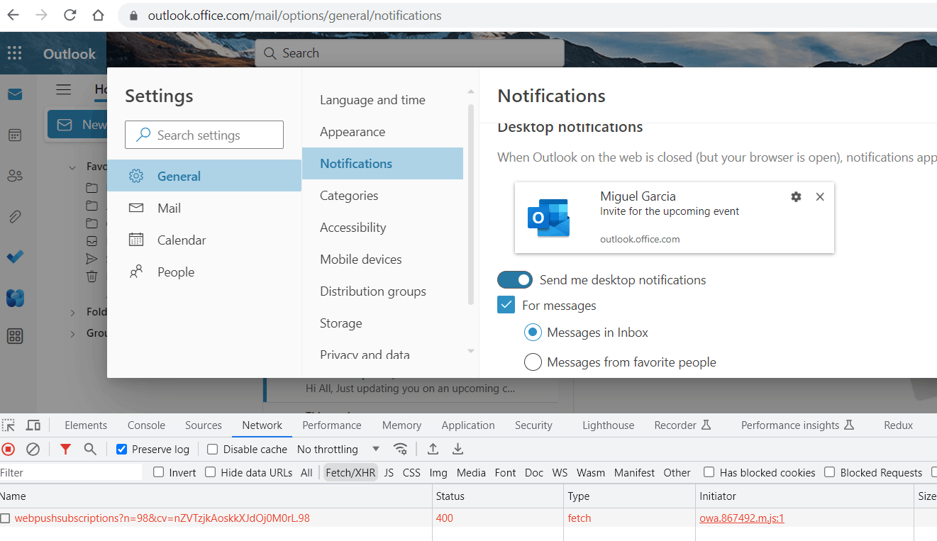 Do not have desktop notifications in Outlook Web - Microsoft Community