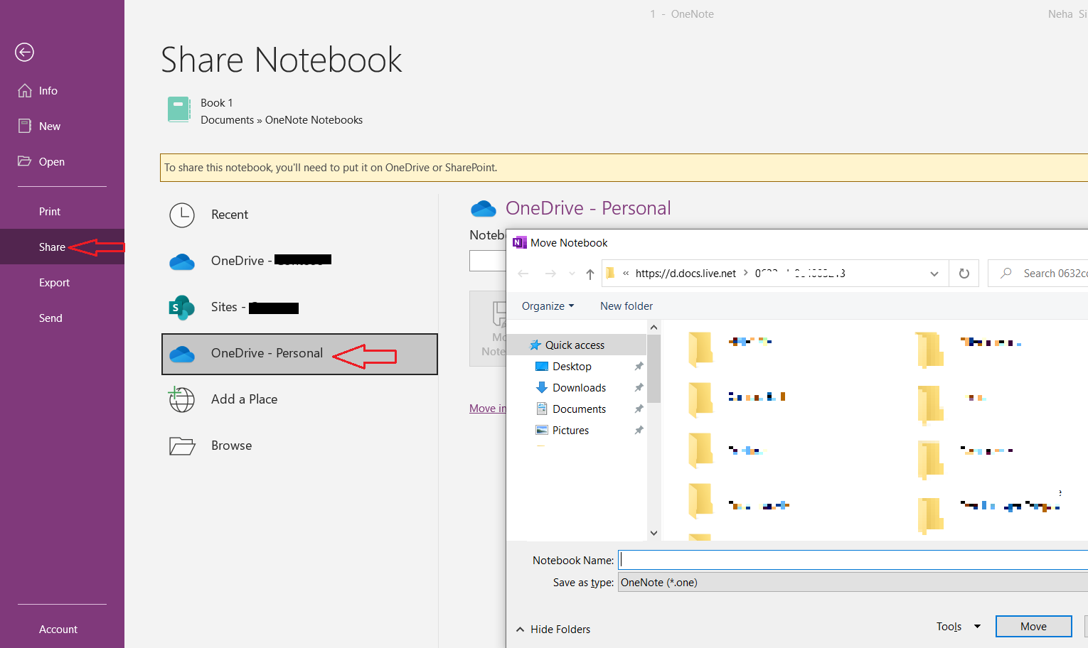 Moving A Notebook From A Business Folder (Onenote Windows 10 ...