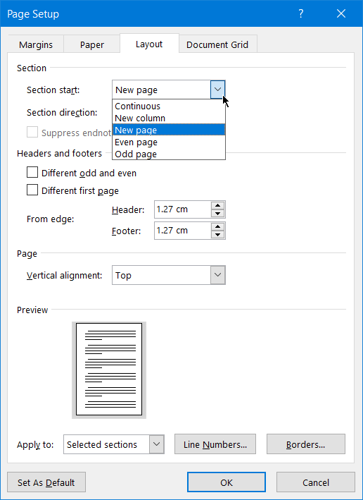 Word refuses to insert Section Breaks - Microsoft Community