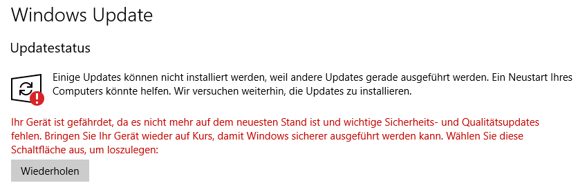 Windows Update blockiert, weil es denkt, es läuft noch ein Update (tut es nicht)