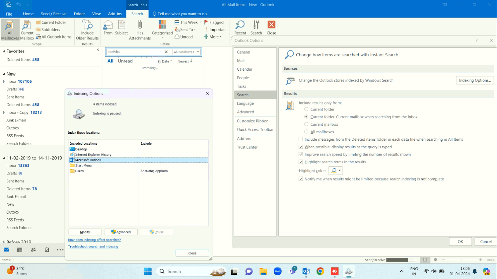 Outlook indexing is paused! - Microsoft Community