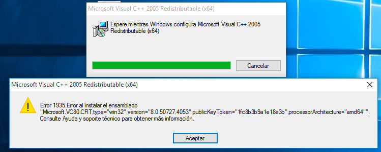 Error 1935 Error Al Instalar El Ensamblado Microsoft Community