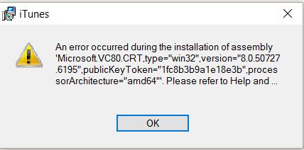 cannot install itunes on windows 10 installer package