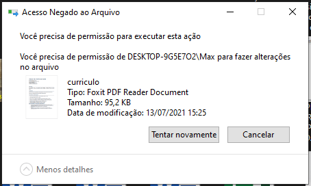 Não consigo deletar arquivos - Microsoft Community