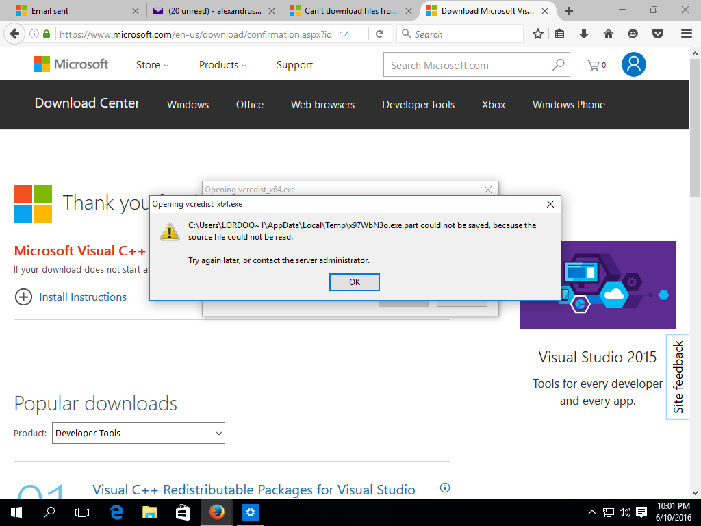 Not Able To Download Vcredist Or Directx Files From Microsoft Website Microsoft Community