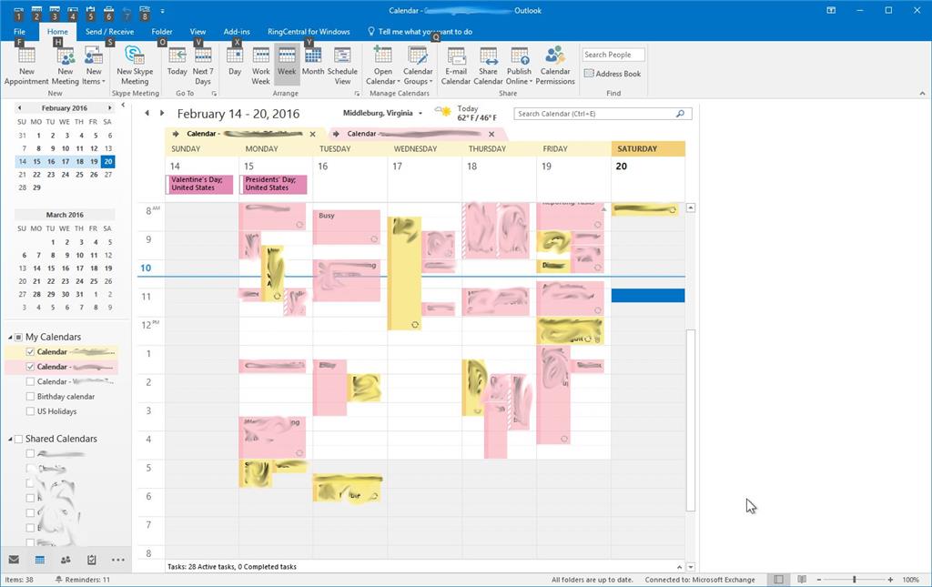 Folder Pane Width Problem in Calendar View in Outlook 2016 Microsoft