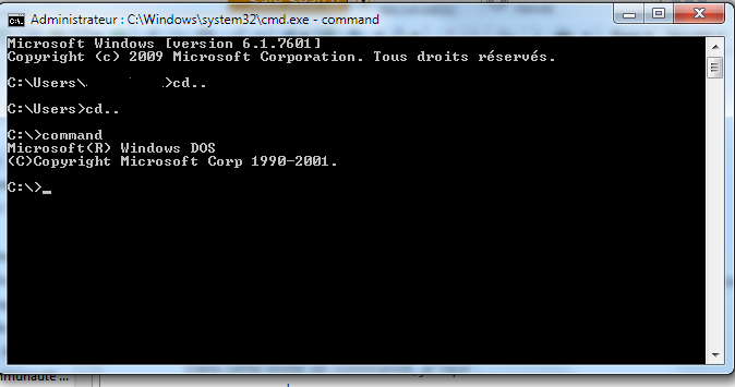 Problème fonctionnement command sous Windows 7 Professionel 32bit ...