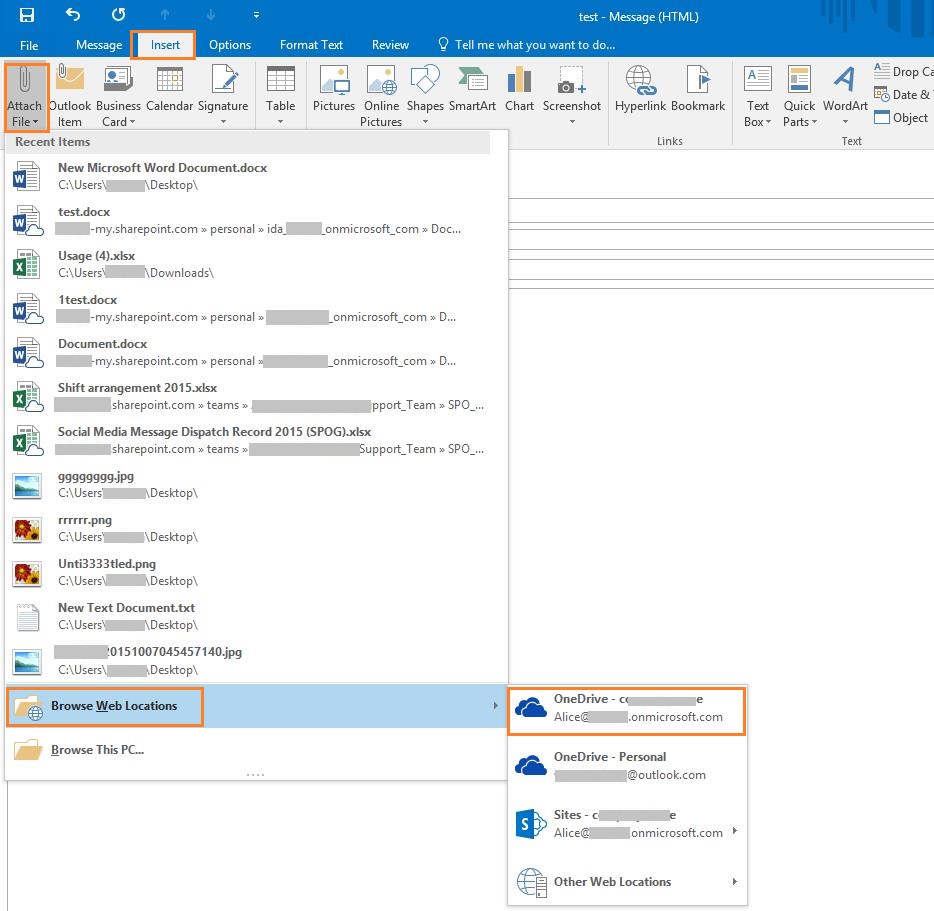 office 2016 - how change default behavior when attaching a file ...