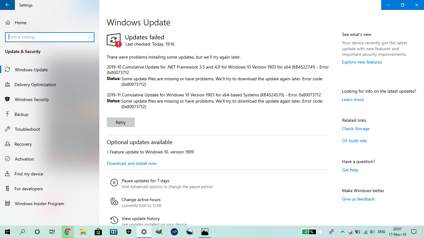 My Laptop Won T Update To 1909 Or The New Version Of Net Microsoft Community