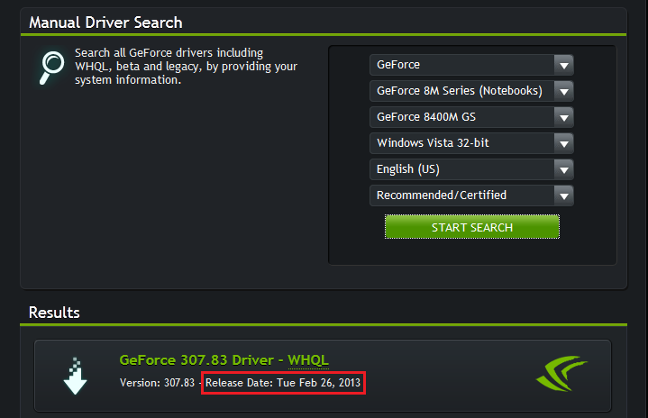 Geforce 8400m gs online driver