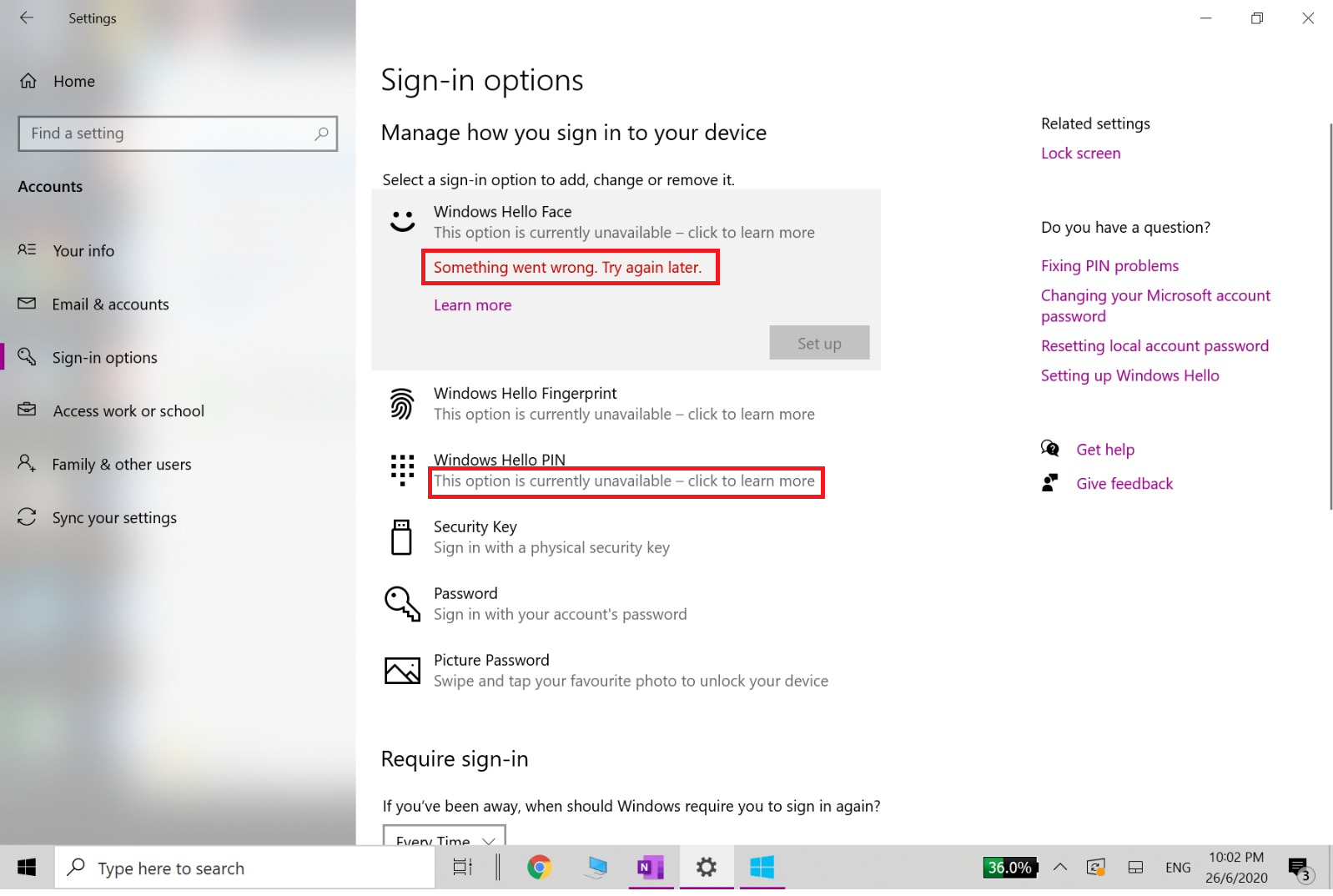 Windows 10 Sign-In Options issues - Microsoft Community