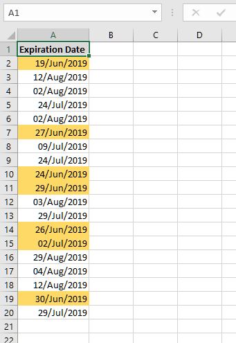 Formatting a column for expiration dates - Microsoft Community