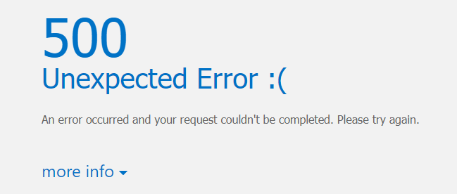 500 Unexpected Error In Exchange Admin Center Microsoft Community