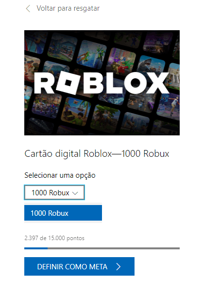 Cartão Roblox - 1000 Robux Código Digital