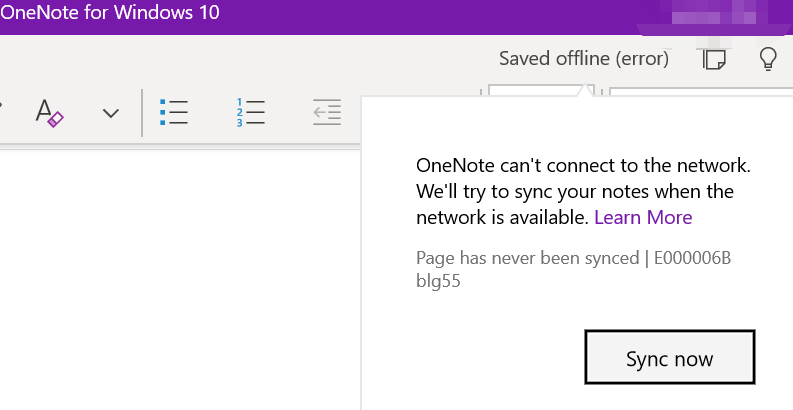 OneNote无法同步 Page Has Never Been Synced | E000006B Blg55 - Microsoft ...