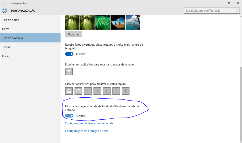 Tem como mudar o papel de parede na entrada do Windows 10