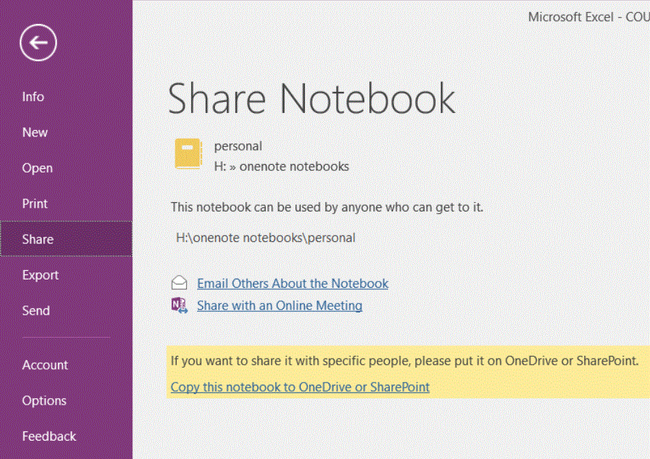 No option to share OneNote to OneDrive - Microsoft Community