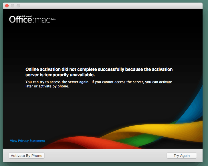 Office for Mac 2011 Home & Business activation error. - Microsoft