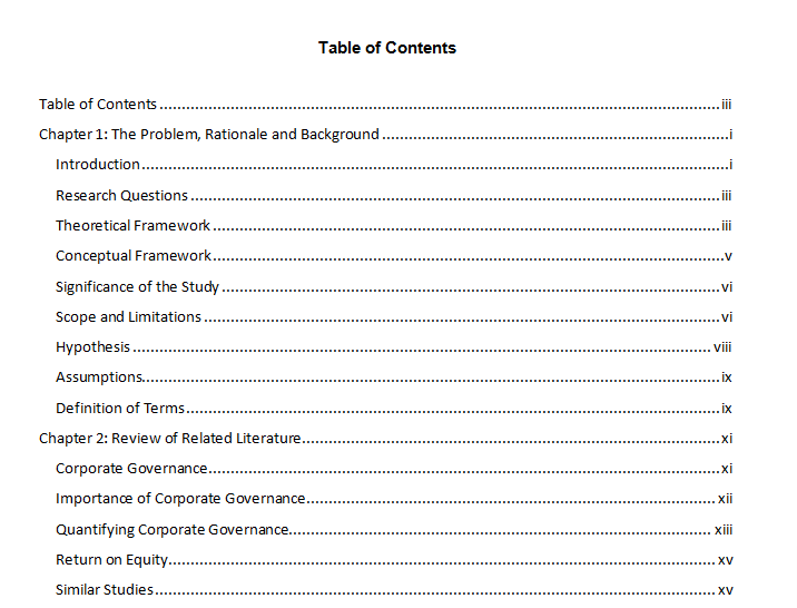 Table of content No Title Page 1