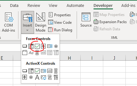 how to put a check box and measure it in excel - Microsoft Community