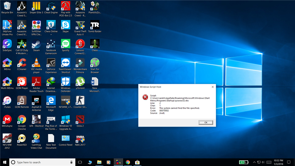 Windows Script Host Error Message On Startup Microsoft - 