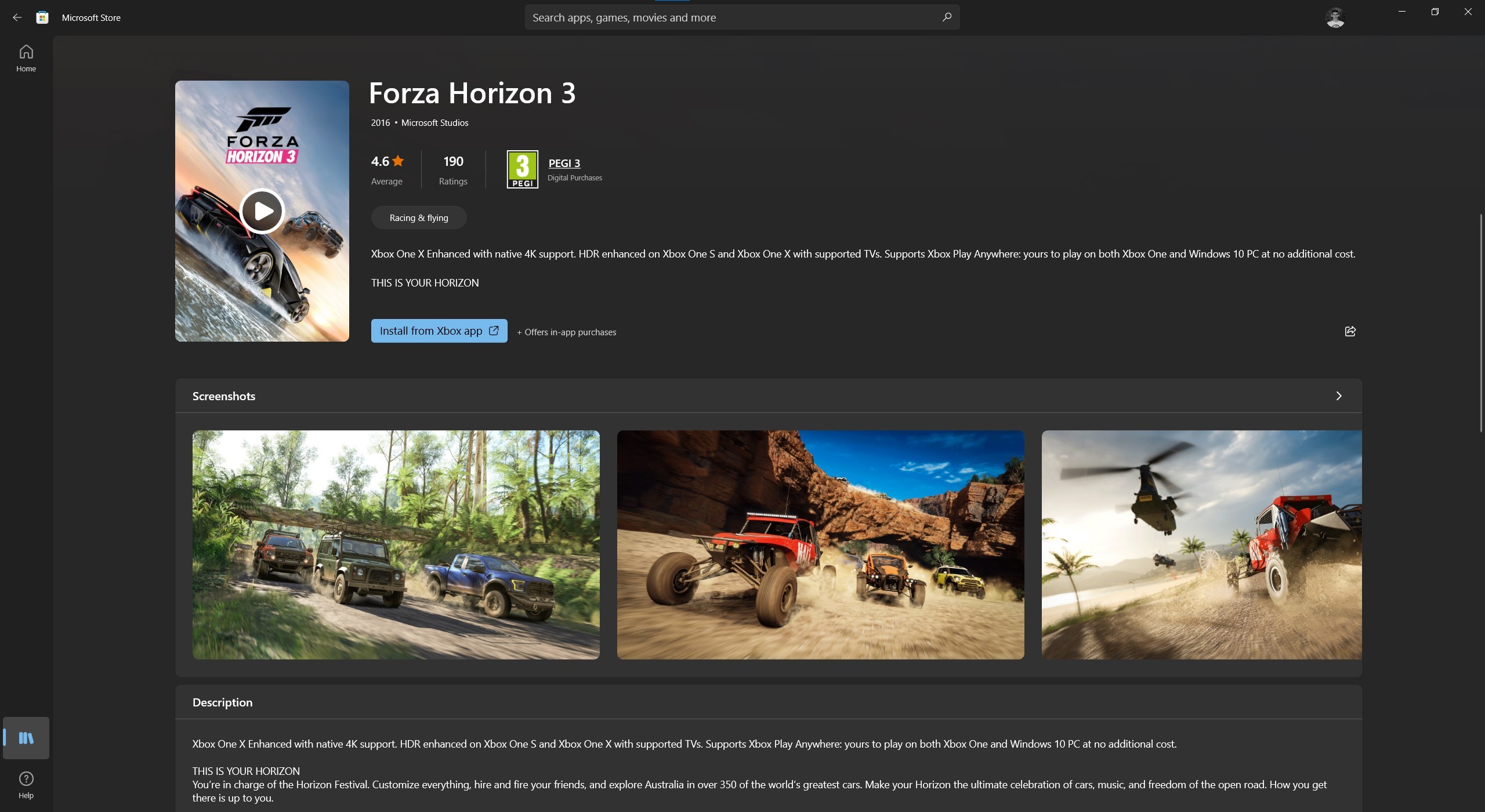 Forza horizon 3 xbox hot sale store