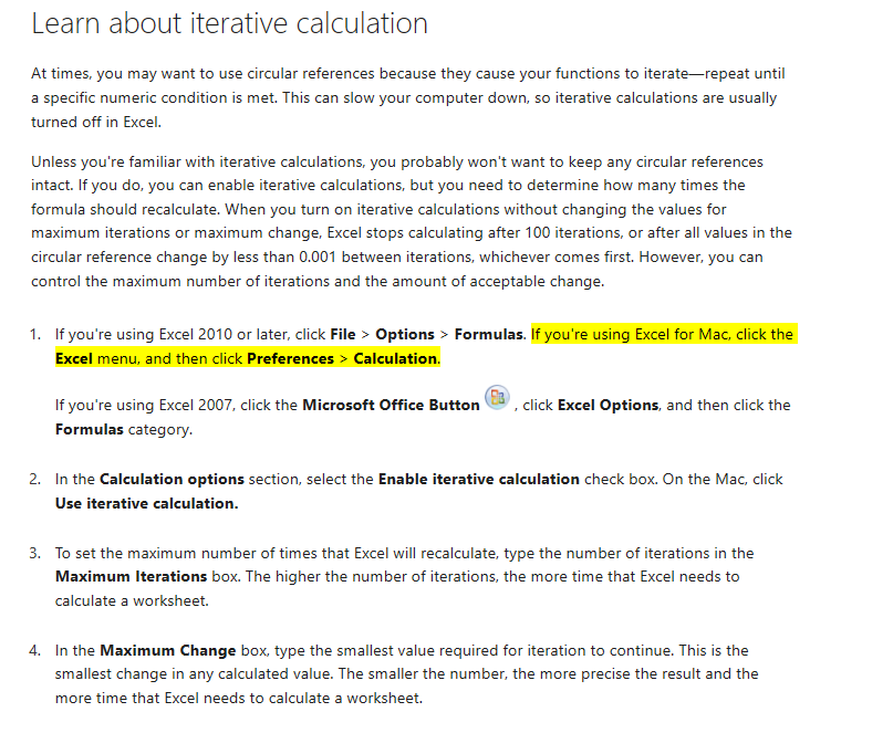 Iterative Calculations In Excel For Mac