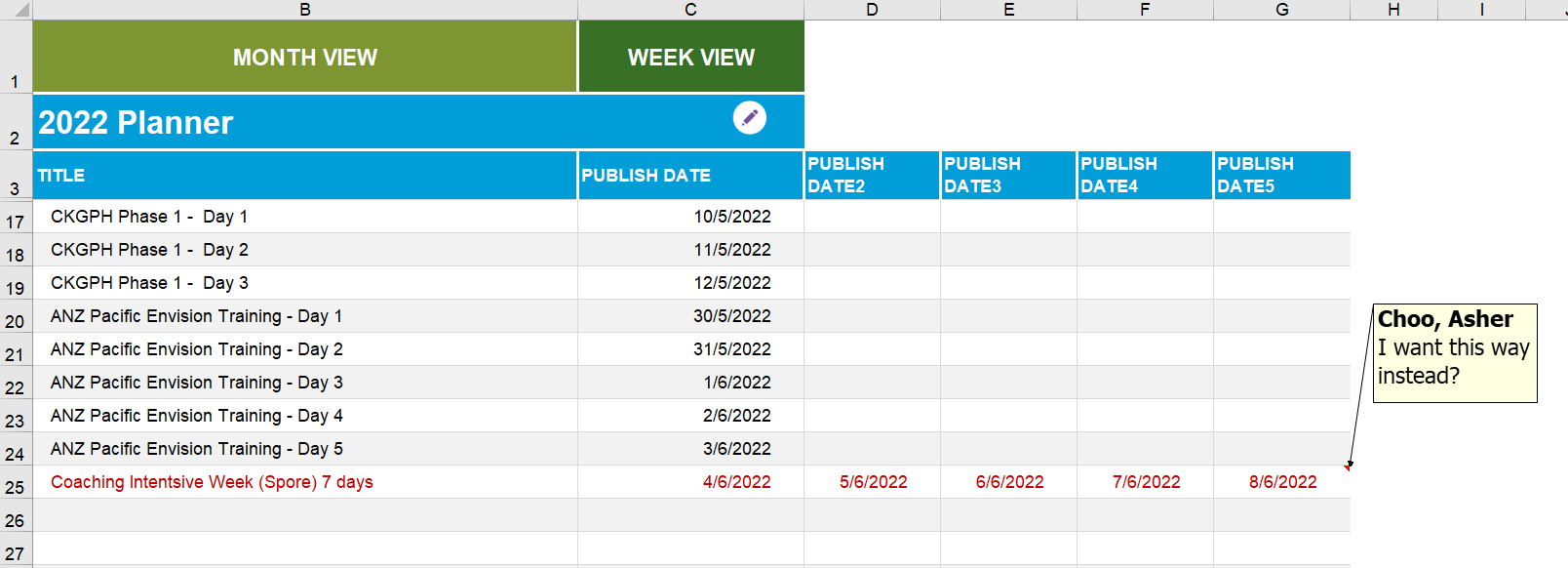 assignment planner template excel