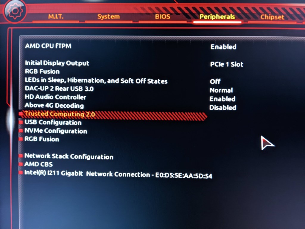 Bios settings - Intel Community