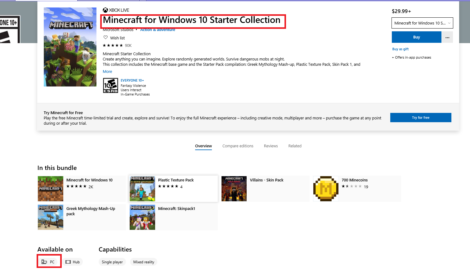 Minecraft Starter Collection, Microsoft, PC [Digital Download