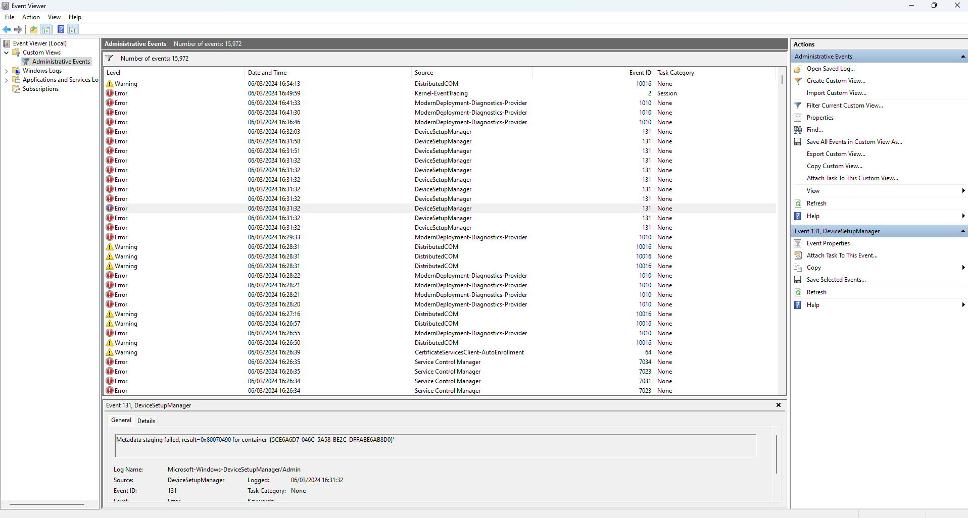 Metadata Staging Failed, Result=0x80070490 For Container - Microsoft ...