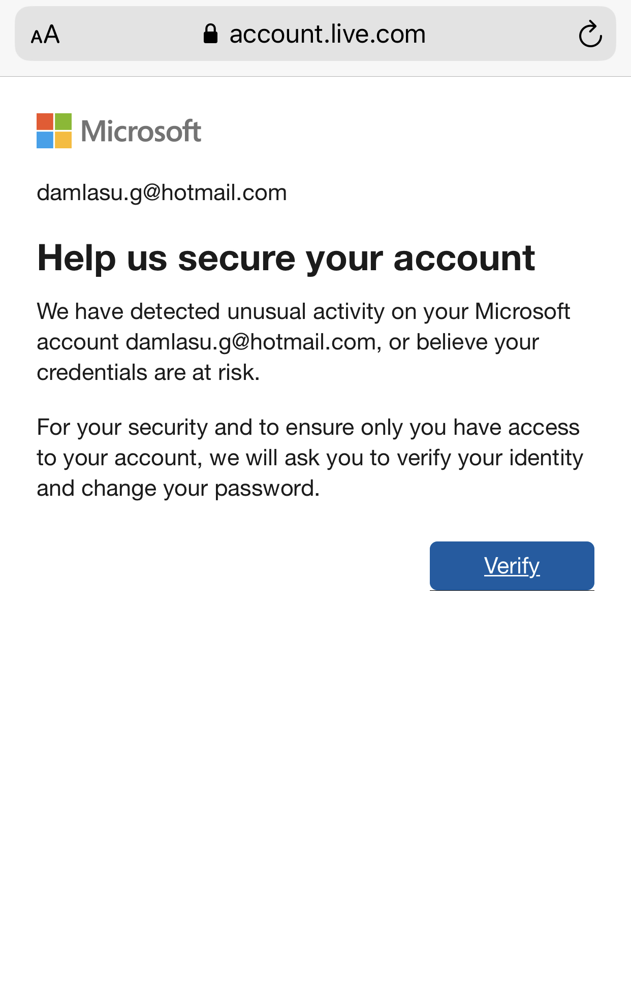 PLEASE HELP!Cannot verify my account - Microsoft Community