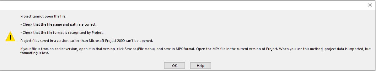 Ms Project Error Message - Microsoft Community