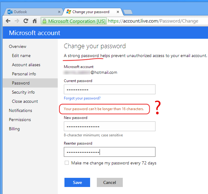 Why Am I Limited To A 16 Character Password Length Microsoft Community