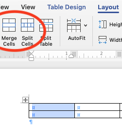 Word doesn't allow me to split rows in a table into more rows only ...